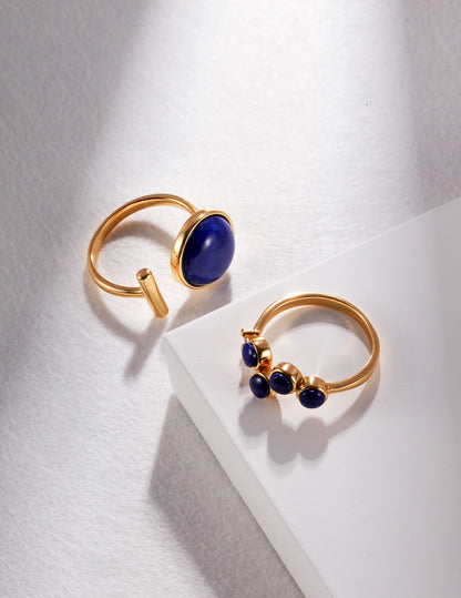 Klein Blue / Horus's Enigma ring and Klein Blue / Golden Ocean Depths ring