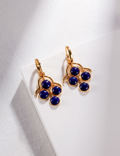 Medieval Series Natural Lapis Lazuli Gilded Azure Earrings