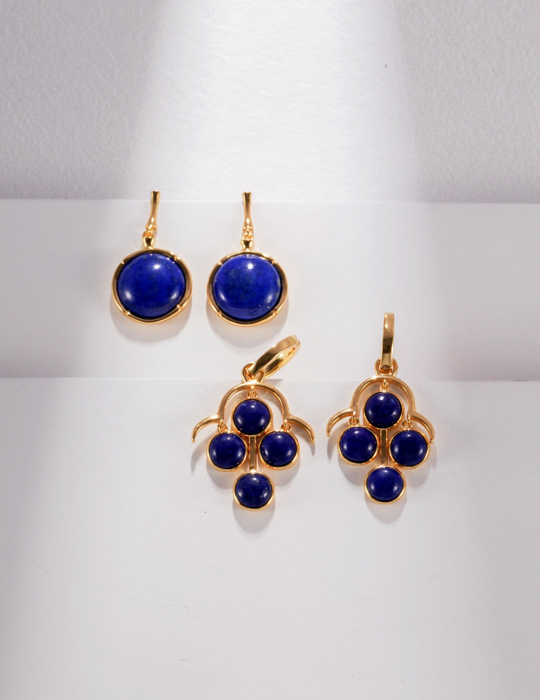 Medieval Series Natural Lapis Lazuli Gilded Azure Earrings
