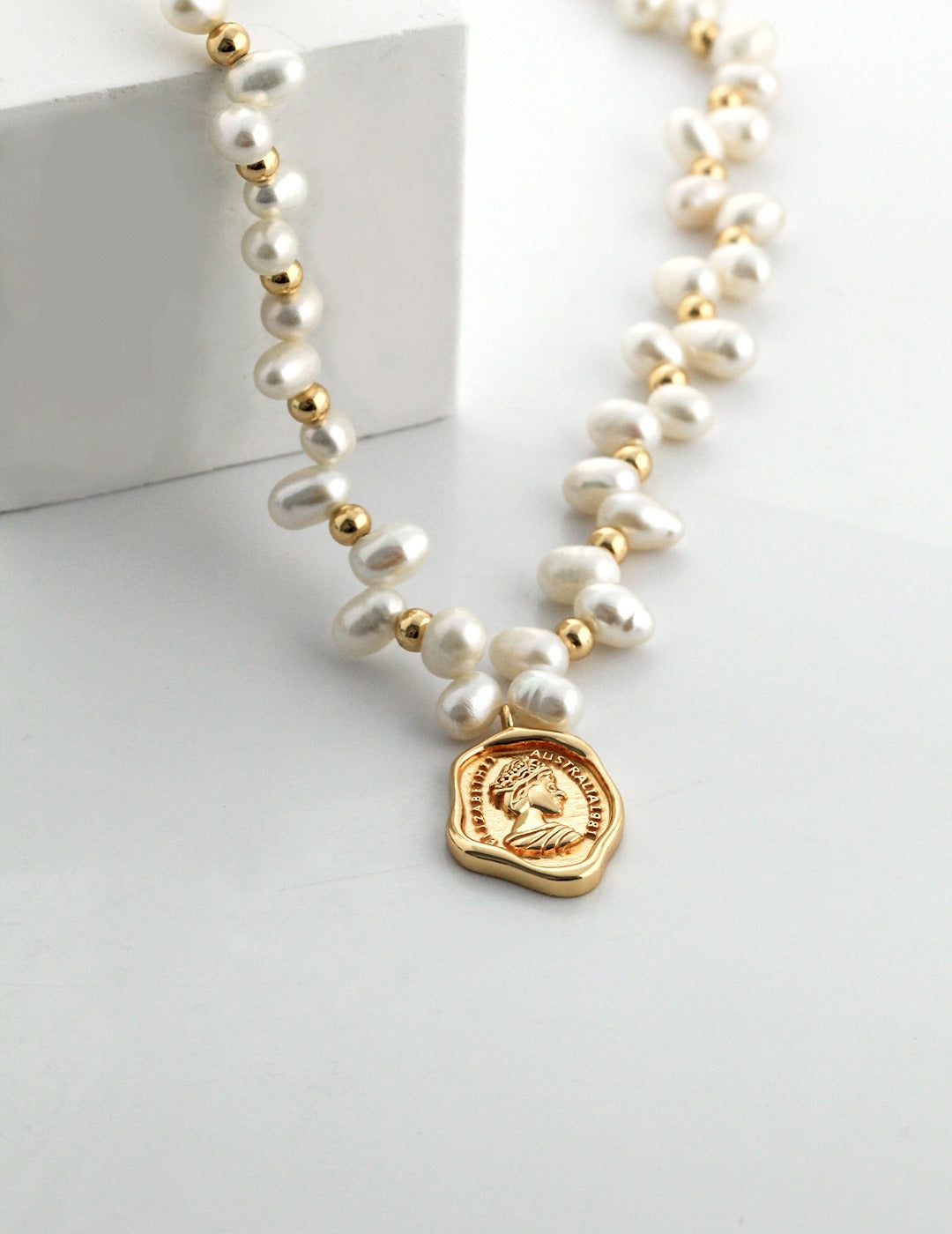 Grace Pearl Queen's Emblem Necklace