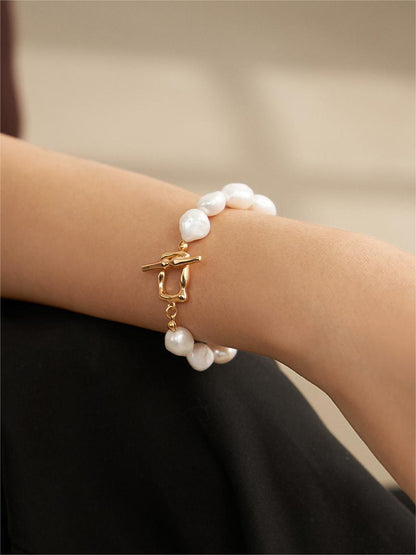 Minimalist French Series Moonlit Pearl Cuff Bracelet- SL0066